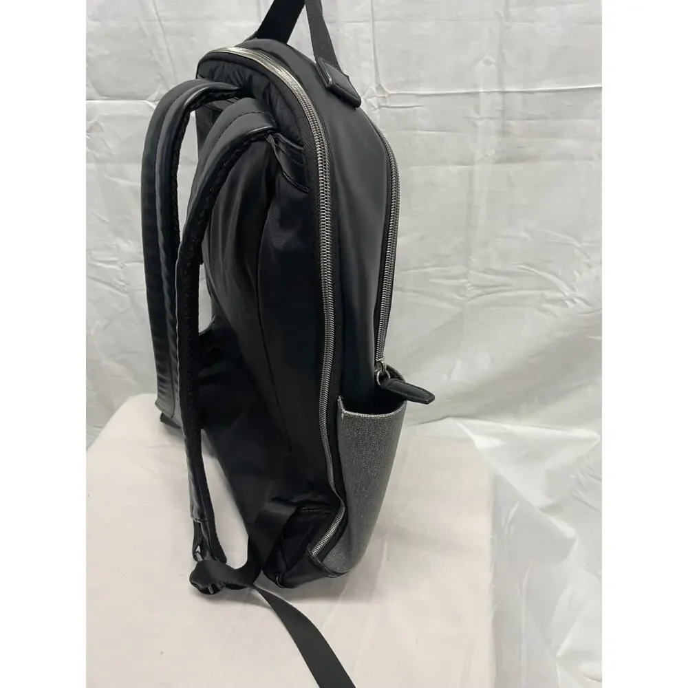 Calvin Klein Backpack Charcoal Gray Textured Body Black Leather Accents